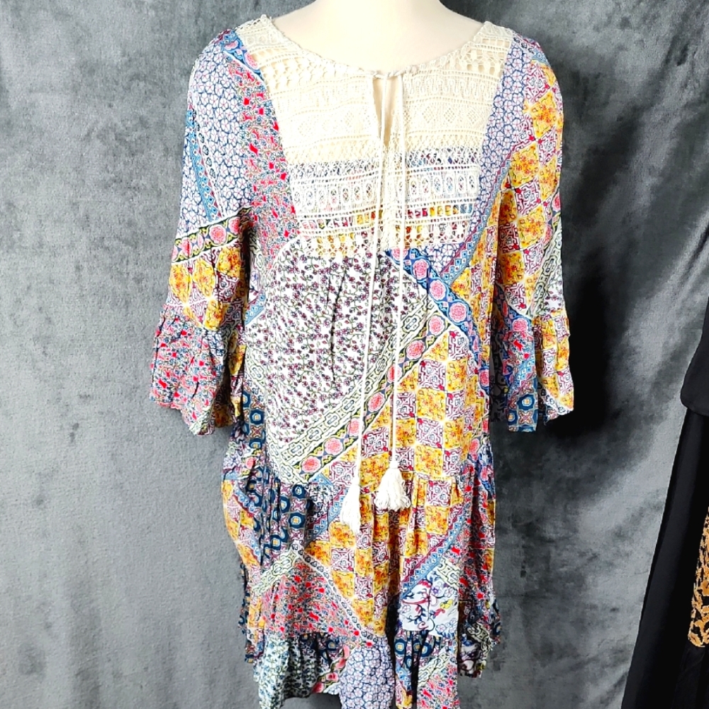 Kori America Floral Patchwork Bohemian Dress Size S - Picture 2 of 8